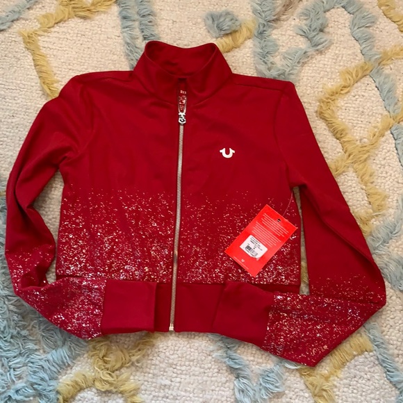 True religion crop shimmer zip up. - Picture 1 of 16